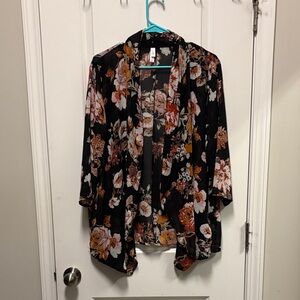 Sheer blazer floral 3/4 sleeves